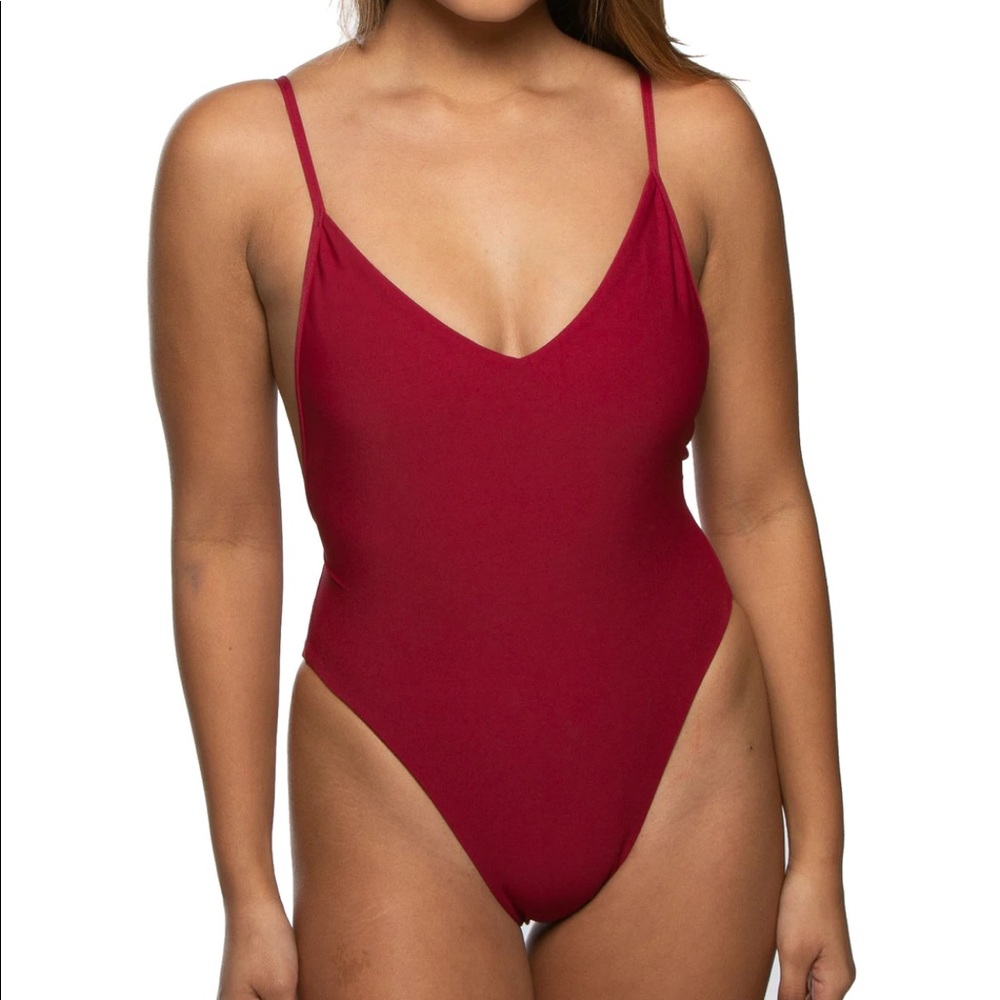 Jolyn Steve 2 one piece swimsuit in cranberry size S used once